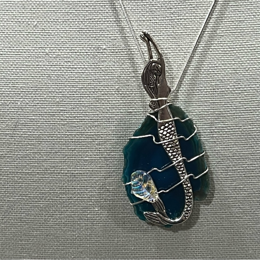 New handmade wire wrapped Agate mermaid pendants$34 each